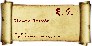 Riemer István névjegykártya