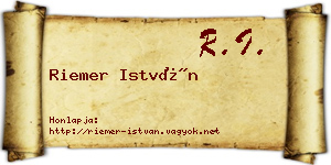 Riemer István névjegykártya